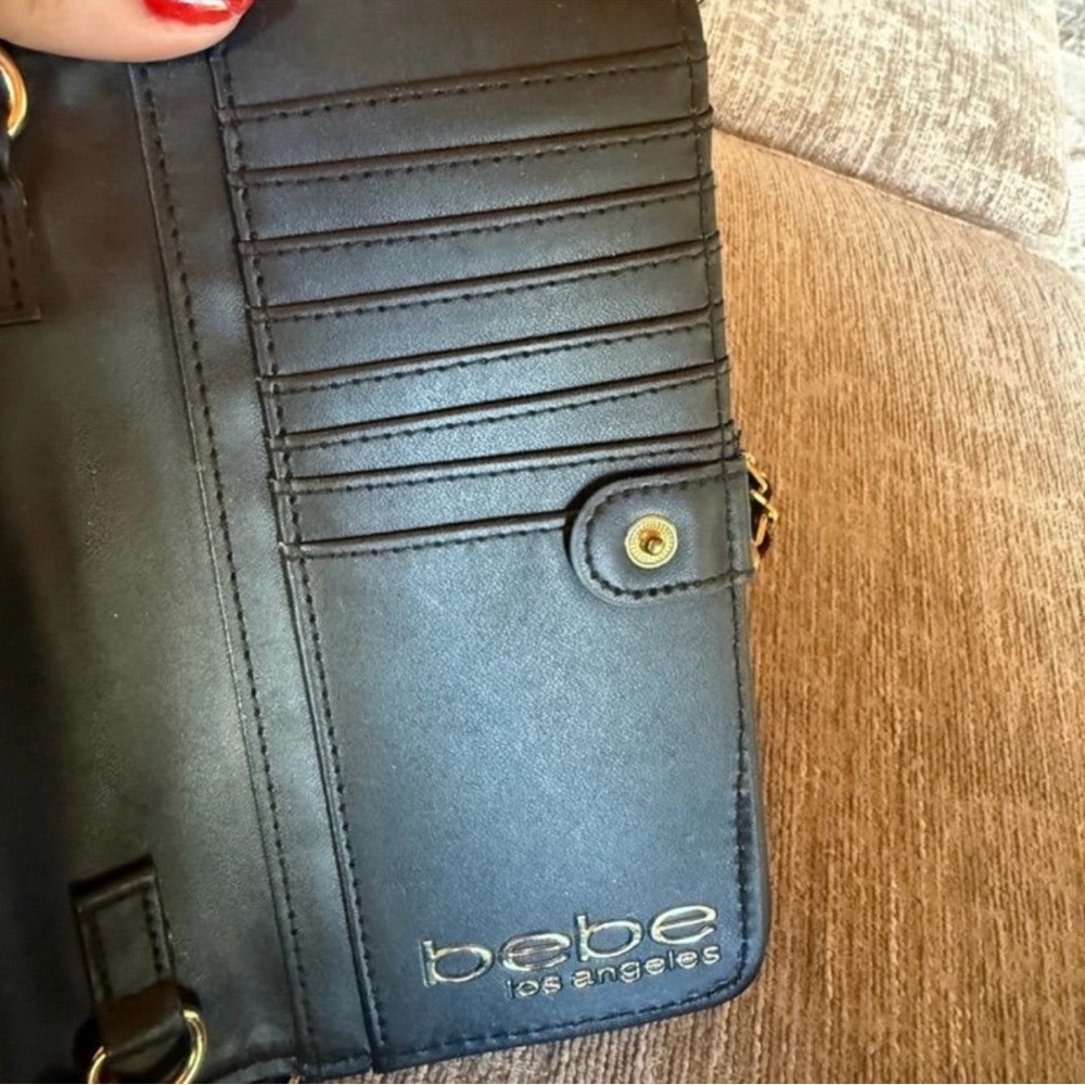 Bebe Black Quilted Crossbody with Gold Accent - Picture 6 of 7